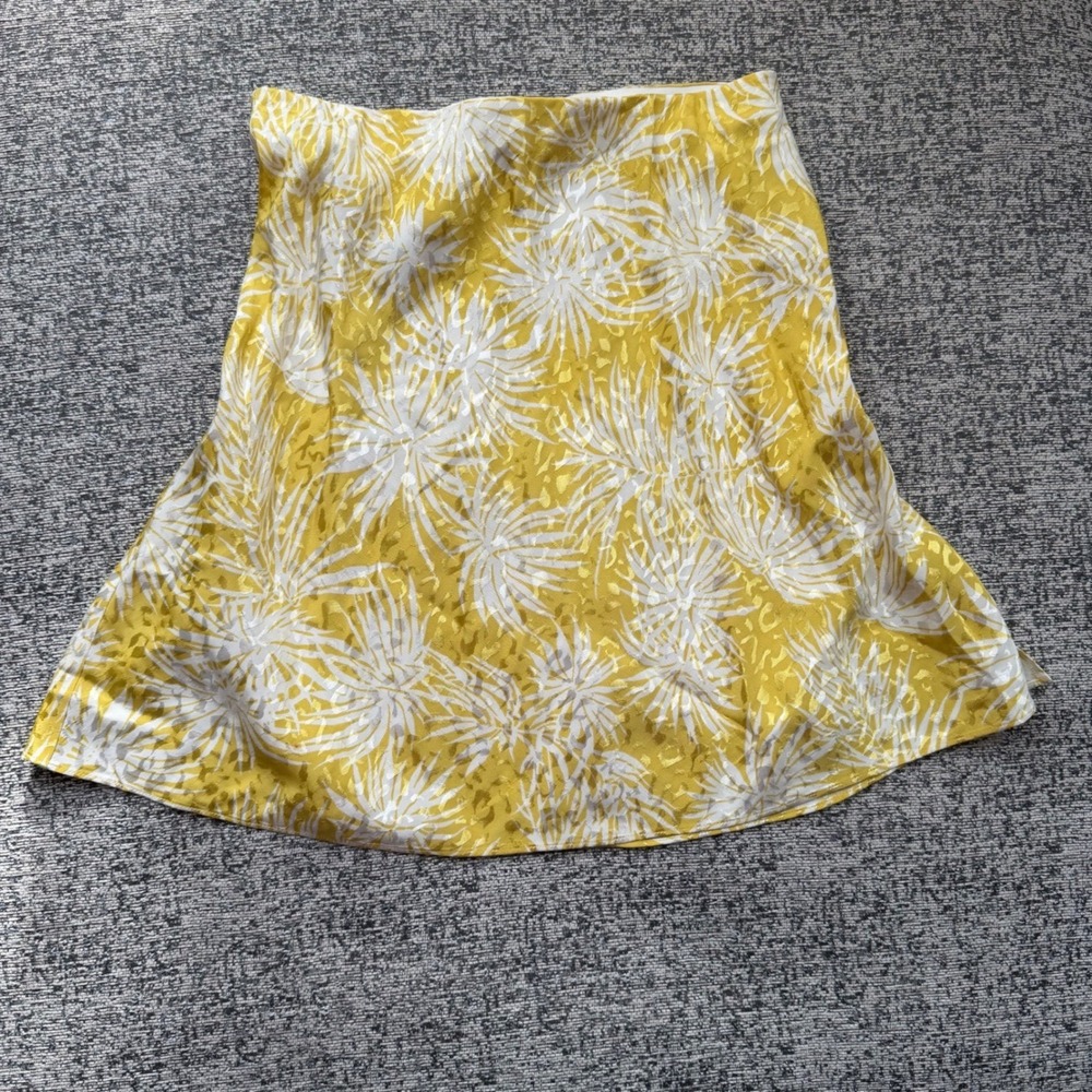 Rebecca Taylor Mini Skirt Yellow Floral Jacquard A Line Tropical Palm Leaf M